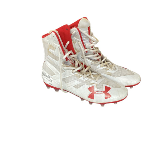 Vist Large View of Product Image Which is Used Under Armour HIGHLIGHT Adult FB Cleats White And Red Senior 10.5