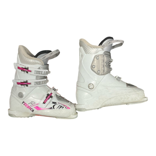 Vist Large View of Product Image Which is Used Tecnica RJ Girls DH Ski Boot White And Pink 215 MP - J03