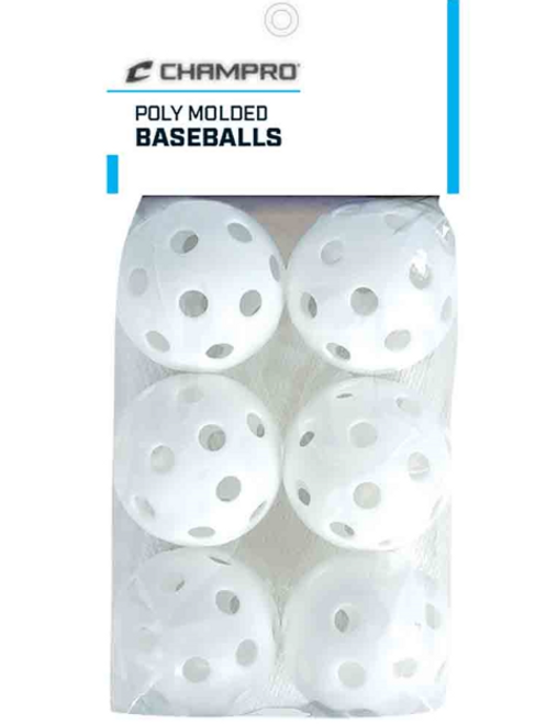 New CHAMPRO CBB51C WIFFLE BALL 6-PAK 11628-CHP752044219411