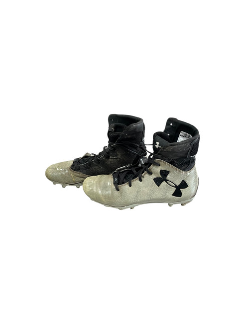 Vist Large View of Product Image Which is Used Under Armour Jr FB Cleats Grey Junior 05
