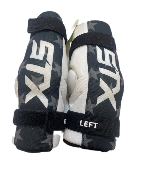 Vist Large View of Product Image Which is Used STX STALLION 75 Lacrosse Arm Pads/Guards Black And White SM