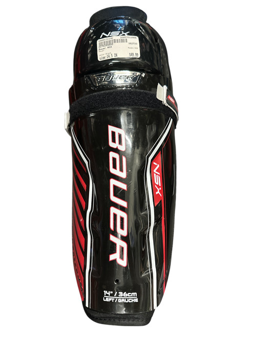 Vist Large View of Product Image Which is Used Bauer NSX Senior Shin Guards Black 14 1/2"