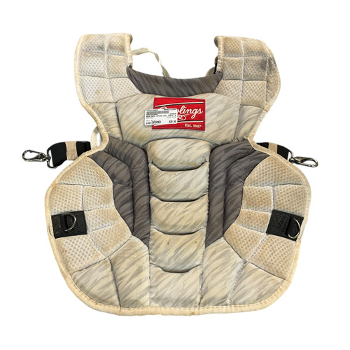 Vist Large View of Product Image Which is Used Rawlings CPV2N Catchers Chest Protector White Intermed