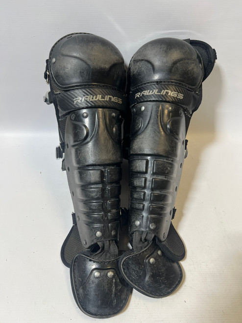 Vist Large View of Product Image Which is Used Rawlings RAWLINGS YOUTH SHIN GUARDS Catchers Leg Guards Black Youth