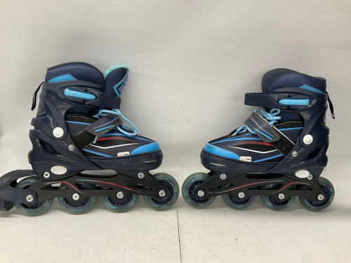 Vist Large View of Product Image Which is Used RRIN Junior Roller Quad Skates Navy Blue Adjustable