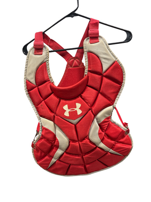 Vist Large View of Product Image Which is Used Under Armour Catchers Chest Protector Red Intermed