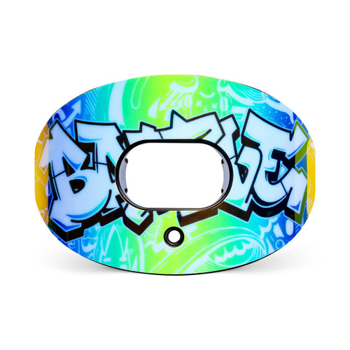 Vist Large View of Product Image Which is Battle Sports Iridescent Oxygen Graffiti Mouthguard Blue/Green #22MGGRF011
