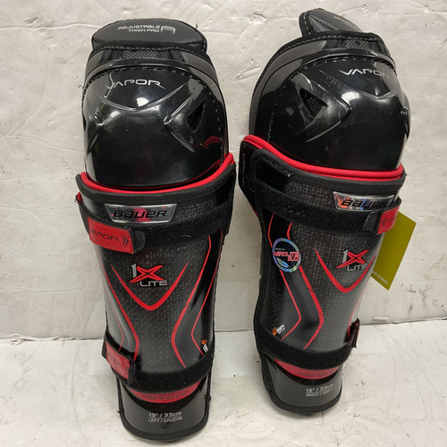 Used Bauer VAPOR 1X LITE Junior Shin Guards Black And Red 13" 11855-S000185428