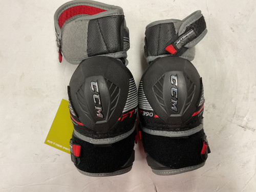 Vist Large View of Product Image Which is Used CCM JETSPEED FT390 Junior Elbow Pads Black And Grey LG 11855-S000185429