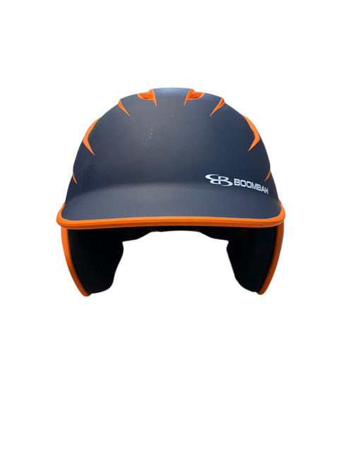 Vist Large View of Product Image Which is Used BoomBah BBH2SP N/O-SR Batting Helmet No Mask Navy Blue And Orange M/L