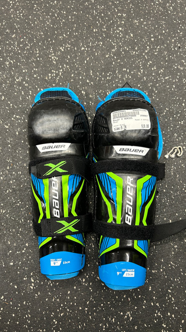 Used Bauer X SERIES Junior Shin Guards Black 9" 11162-S000429401