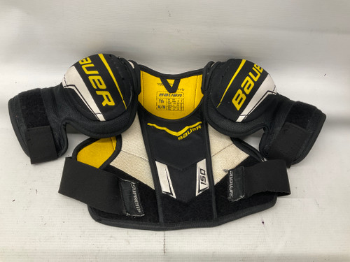 Used Bauer 150 SHOULDER PADS Youth Shoulder Pads White/Black/Yellow MD 11836-S000026659