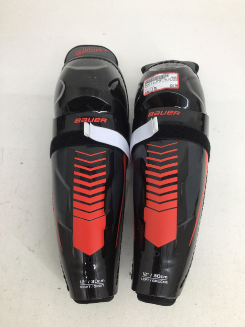 Vist Large View of Product Image Which is Used Bauer LIL SPORT JR 12 INCH SHINGUARDS Junior Shin Guards Black 12" 11752-S000065437