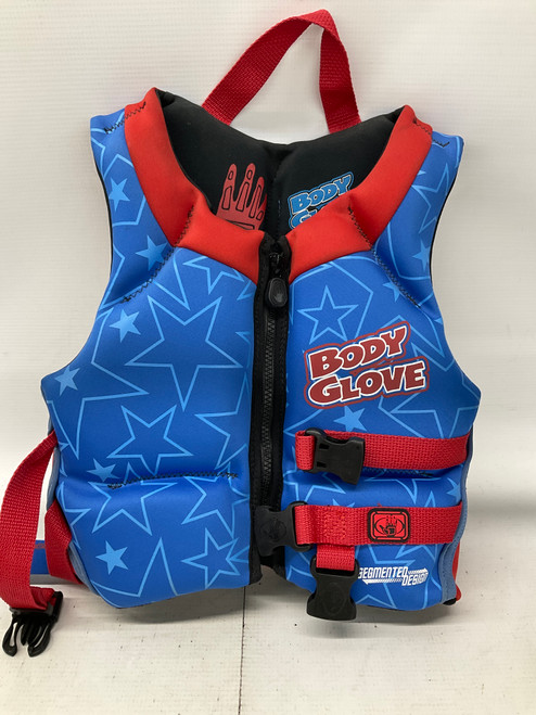 Vist Large View of Product Image Which is Used Body Glove Youth PFD Royal Blue And Red Child 30-50