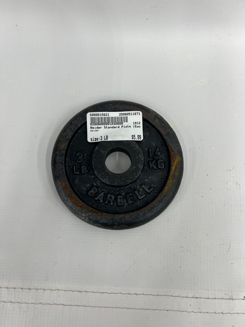 Vist Large View of Product Image Which is Used Weider Standard Plate (Each) 3 lb