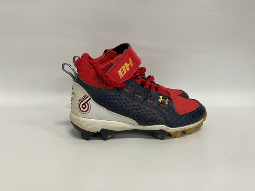 Vist Large View of Product Image Which is Used Under Armour HARPER BB/SB Cleats White/Royal/Red Junior 02