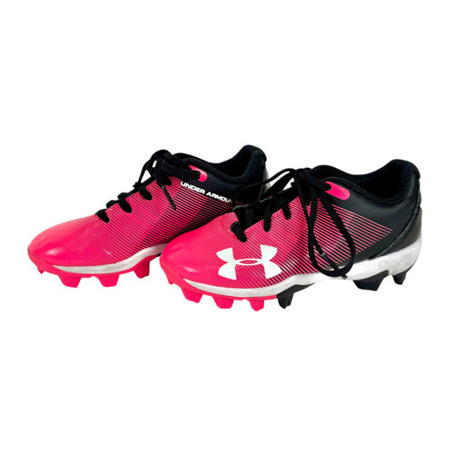 Vist Large View of Product Image Which is Used Under Armour BB/SB Cleats Black And Pink Youth 11.0