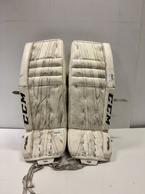 Vist Large View of Product Image Which is Used CCM EXTREME FLEX 860 32+1 Goalie Leg Pads Senior White 32"