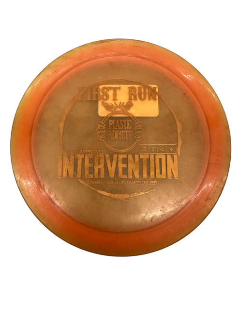 Vist Large View of Product Image Which is Used PLASTIC ADDICTS INTERVENTION FIRST RUN Disc Golf Driver Orange