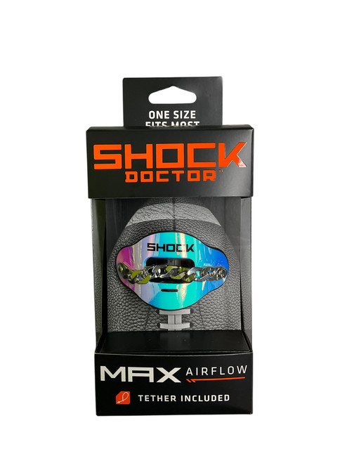 New SHOCK DOCTOR MAX AIRFLOW 3D CHAIN IRIDESCENT MOUTHGUARD 11484-SHDSD1080080031