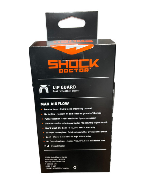 Vist Large View of Product Image Which is New SHOCK DOCTOR MAX AIRFLOW 3D STRIPES BLK/WHT MOUTHGUARD