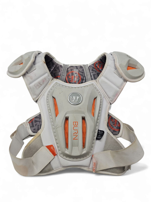 Vist Large View of Product Image Which is Used Warrior BURN Lacrosse Shoulder Pads White SM 11863-S000022288