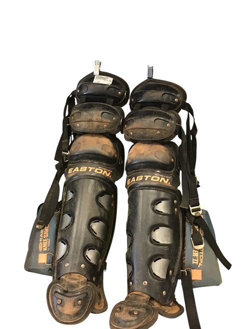 Vist Large View of Product Image Which is Used Easton SHIN GUARDS Catchers Leg Guards Black Adult
