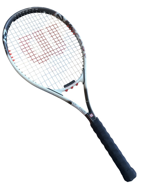 Vist Large View of Product Image Which is Used TENNIS RACQUET Adult Tennis Racquet Black 4 1/2"