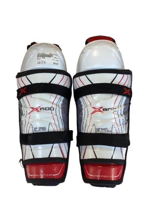 Used Bauer X800 Intermediate Shin Guards White 12" 11853-S000122078