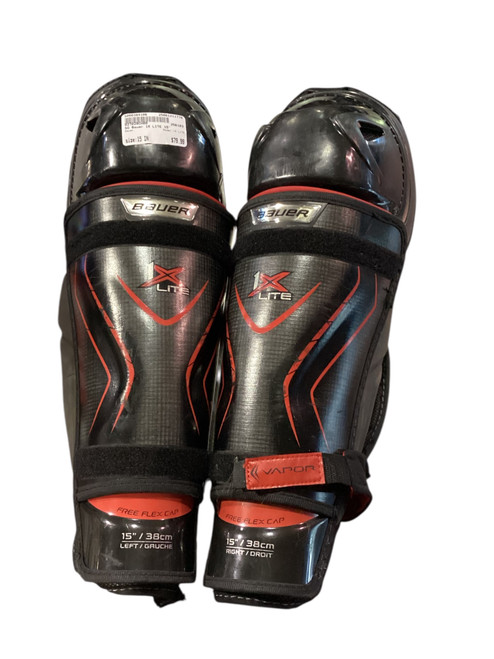 Used Bauer 1X LITE Senior Shin Guards None 15" 11776-S000384106