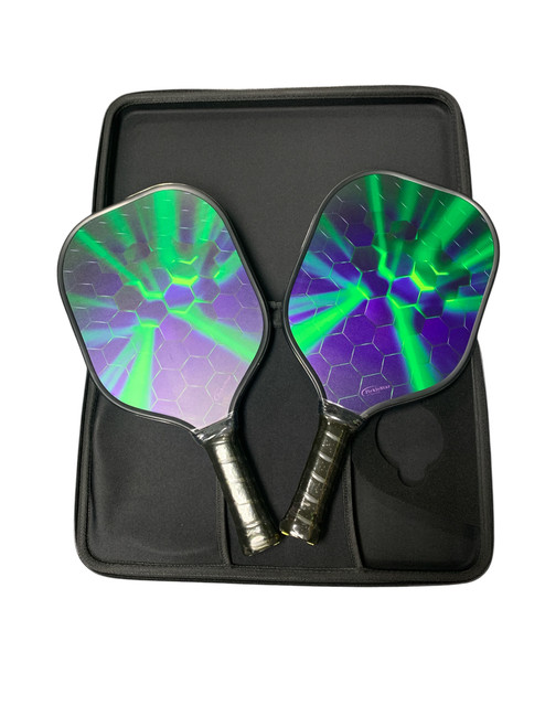 Vist Large View of Product Image Which is Used PICKLESTAR LED LIGHT UP PADDLE SET Pickleball Racquet Black