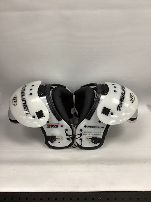 Vist Large View of Product Image Which is Used Rawlings SRG MOMENTUM FB Shoulder Pads White MD