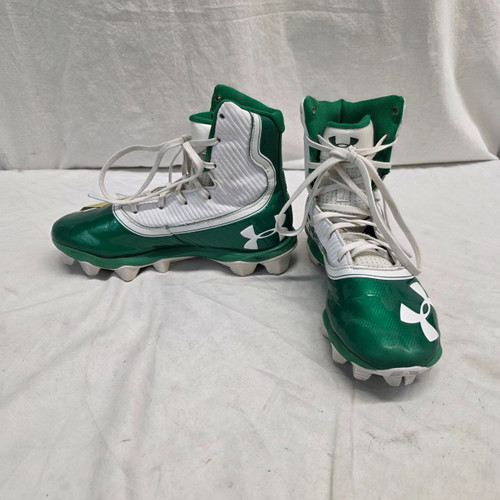 Vist Large View of Product Image Which is Used Under Armour HIGHLIGHT Jr FB Cleats Green And White Junior 04