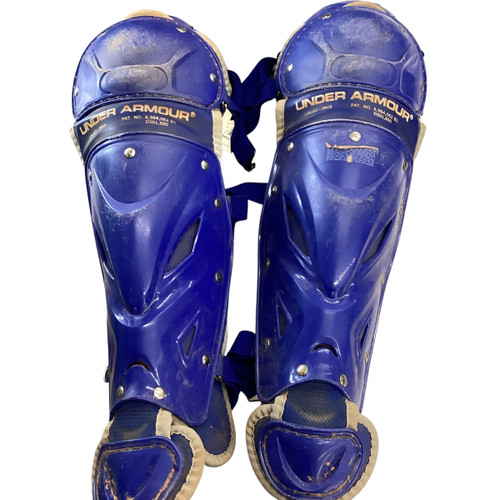 Used Under Armour SHIN GUARDS Catchers Leg Guards Navy Blue Junior 11760-S000077072