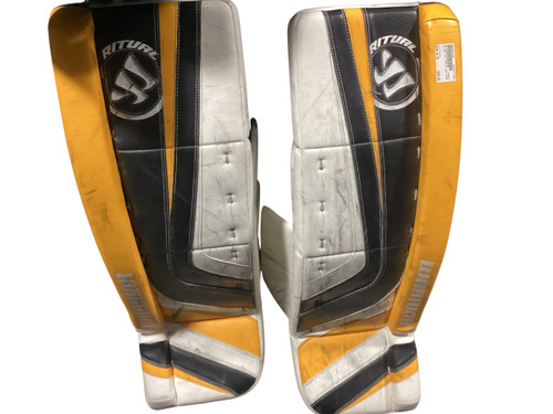 Vist Large View of Product Image Which is Used Warrior Goalie Leg Pads Senior White 34"