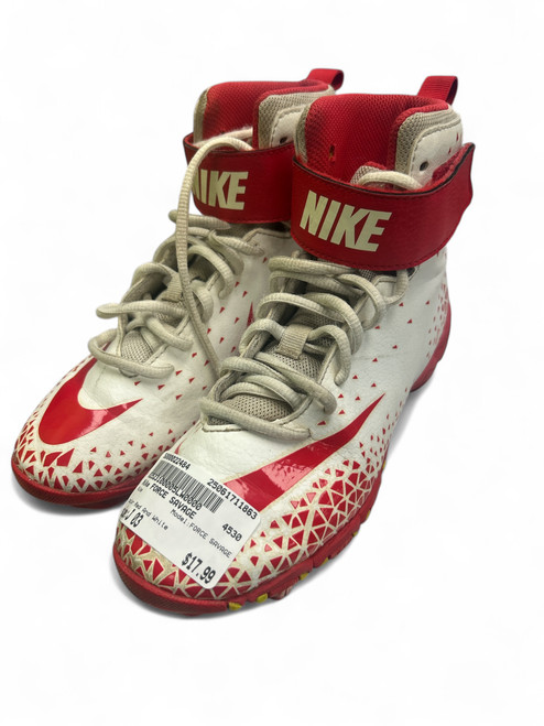 Vist Large View of Product Image Which is Used Nike FORCE SAVAGE Jr FB Cleats Red And White Junior 03