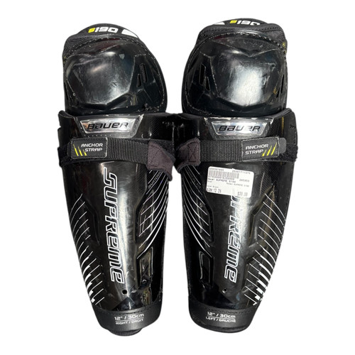 Used Bauer SUPREME S190 Junior Shin Guards Black 12" 11375-S000361865