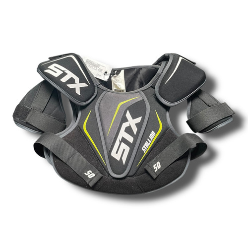 Vist Large View of Product Image Which is Used STX STALLION 50 NO NOCSAE Lacrosse Shoulder Pads Black LG 11375-S000361874