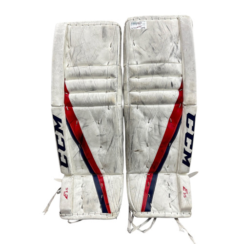 Vist Large View of Product Image Which is Used CCM E3.5 Goalie Leg Pads White 30" +1