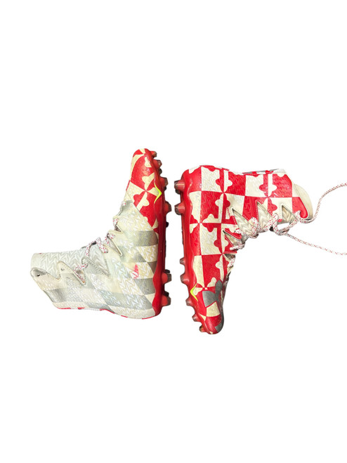 Vist Large View of Product Image Which is Used Under Armour Jr FB Cleats Red And White Junior 05.5