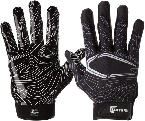 Vist Large View of Product Image Which is CUTTERS GAME DAY RECEIVER GLOVES-YOUTH L/XL BLACK