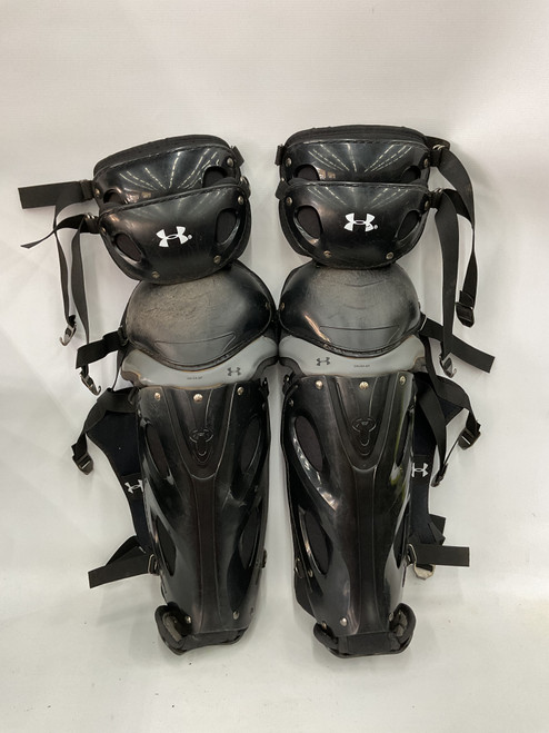Used Under Armour UA CATCHER SHINGUARDS Catchers Leg Guards Black Adult 11871-S000016756