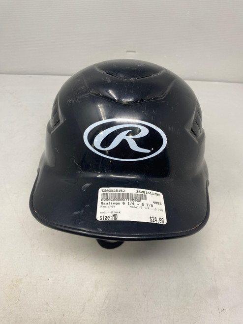 Vist Large View of Product Image Which is Used Rawlings 6 1/4 - 6 7/8 Batting Helmet No Mask Black MD