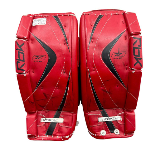 Vist Large View of Product Image Which is Used Reebok GP RBK 6K Goalie Leg Pads Red 23"