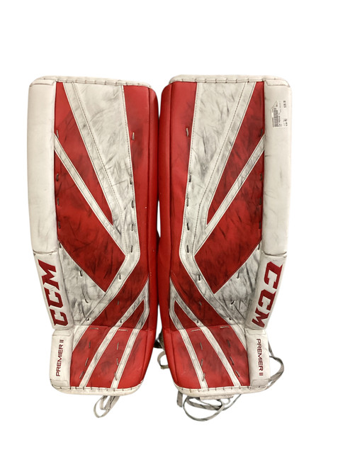 Vist Large View of Product Image Which is Used CCM PREMIER II Goalie Leg Pads Senior Red MD