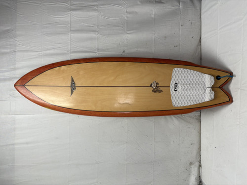 Vist Large View of Product Image Which is Used Surftech QUAD FISH Surfboard Tan 5'10" - 4 fins included