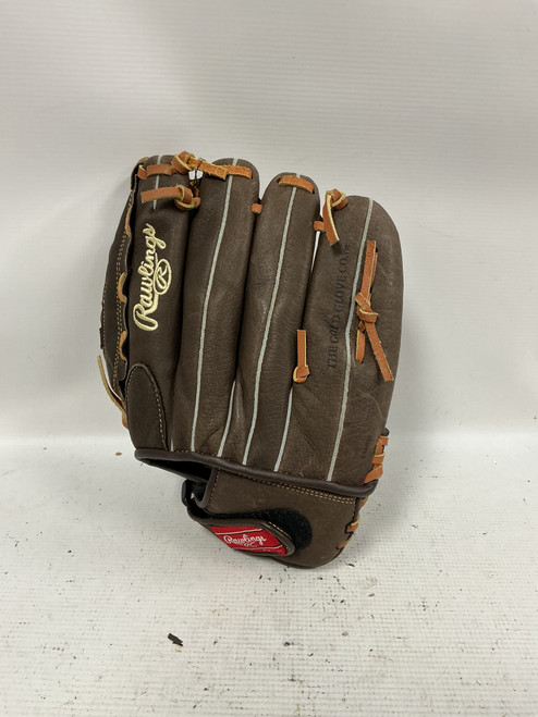 Vist Large View of Product Image Which is Used Rawlings FP125 LH Throw Fastpitch Gloves Brown 12 1/2"