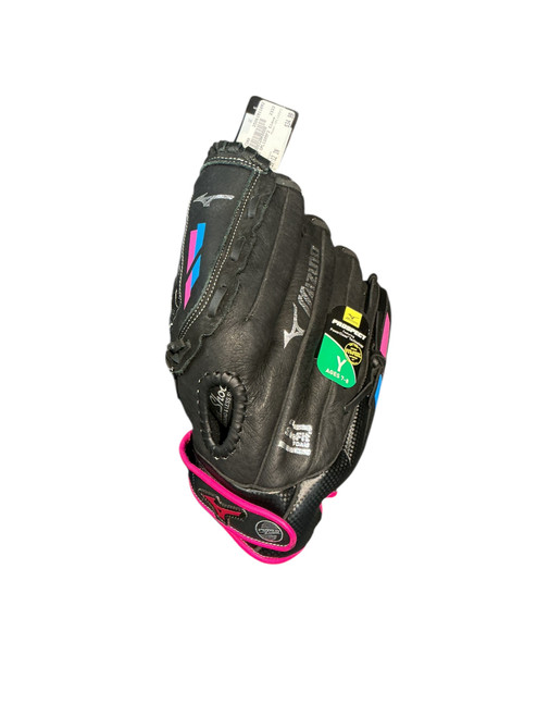 Vist Large View of Product Image Which is Used Mizuno GPL1205F2 LH Throw Fastpitch Gloves Black 12"