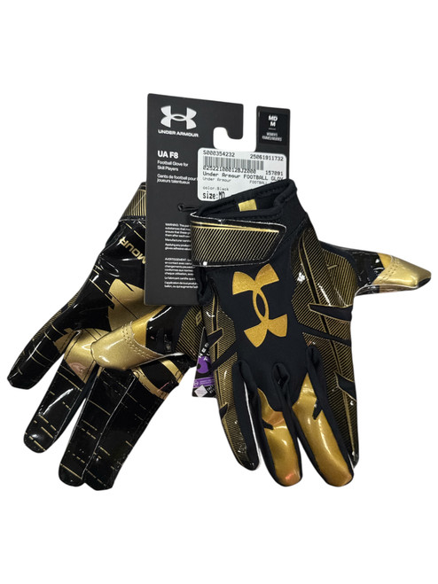 Used Under Armour FOOTBALL GLOVES FB Gloves Black MD 11732-S000354232