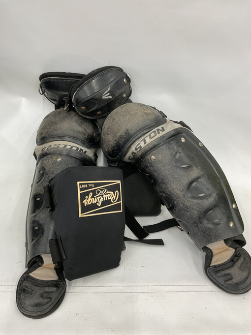 Used Easton CATCHER SHINS Catchers Leg Guards Black Intermed 11871-S000016865